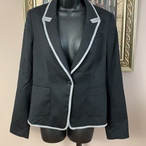 Gap Wool Blazer Black w/ Gray Trim Size 8